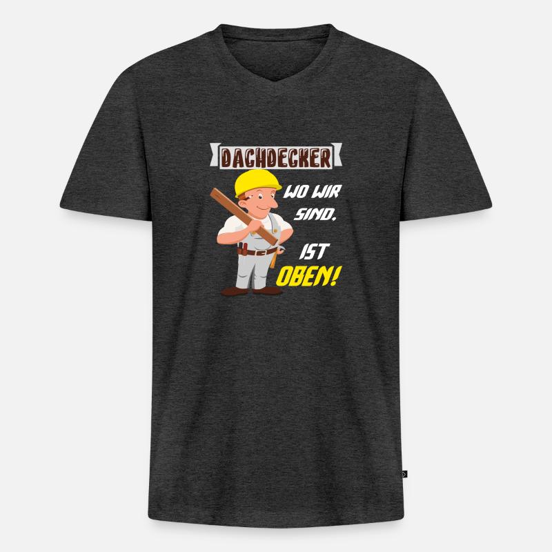 Dachdecker Dachdeckermeister Dachdecken - Männer Premium Bio T-Shirt mit V-Ausschnitt - Anthrazit meliert
