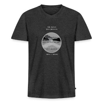 Rocky Mountains USA Kanada, Koordinaten - Männer Premium Bio T-Shirt mit V-Ausschnitt - Anthrazit meliert - Vorne - Nico (187cm)