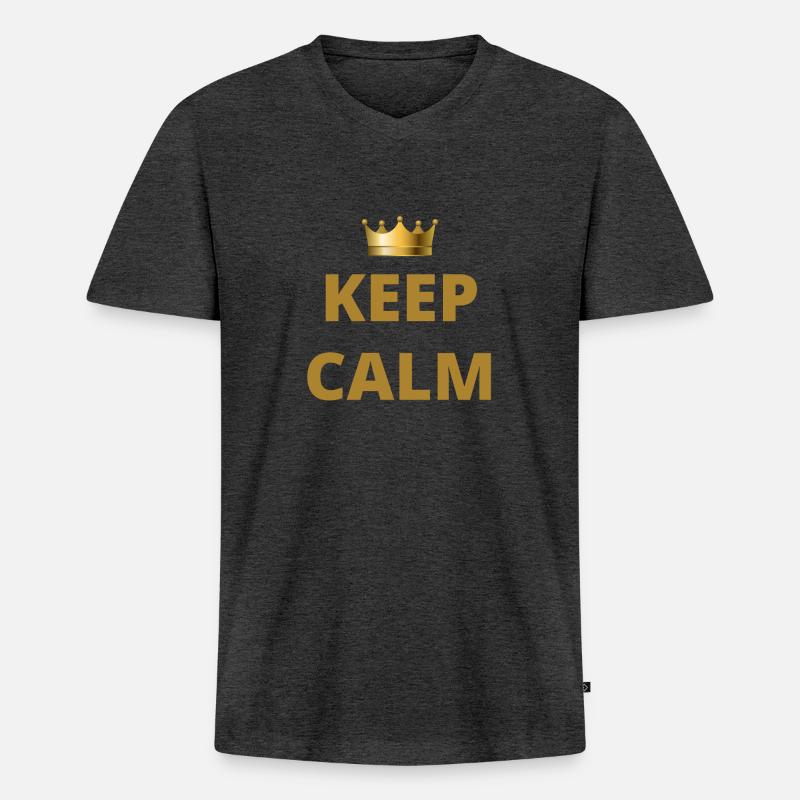 KEEP CALM keep calm - Männer Premium Bio T-Shirt mit V-Ausschnitt - Anthrazit meliert