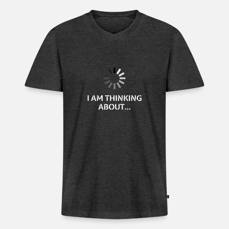 I Am Thinking - Männer Premium Bio T-Shirt mit V-Ausschnitt - Anthrazit meliert