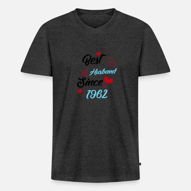 Bester Ehemann seit 1962 Hochzeit - Männer Premium Bio T-Shirt mit V-Ausschnitt - Anthrazit meliert