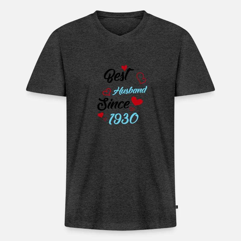 Bester Ehemann seit 1930 Hochzeit - Männer Premium Bio T-Shirt mit V-Ausschnitt - Anthrazit meliert
