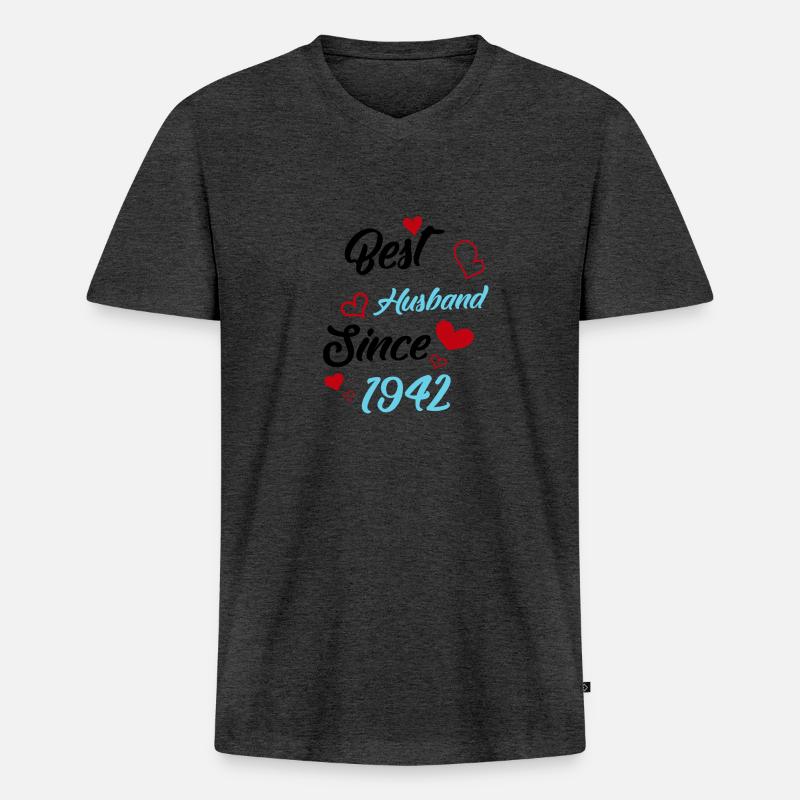 Bester Ehemann seit 1942 Hochzeit - Männer Premium Bio T-Shirt mit V-Ausschnitt - Anthrazit meliert