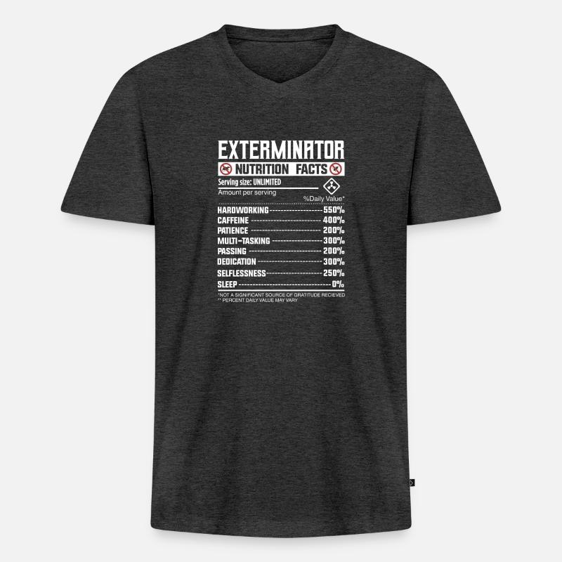 Exterminator Nutrion Facts - Schädlingsbekämpfung - Männer Premium Bio T-Shirt mit V-Ausschnitt - Anthrazit meliert