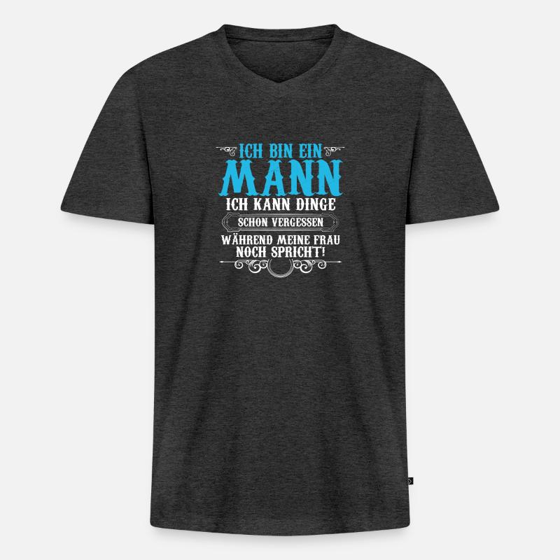 Ich Bin Ein Mann - Männer Premium Bio T-Shirt mit V-Ausschnitt - Anthrazit meliert
