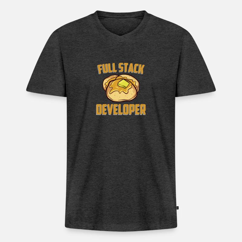 Full Stack Developer - Computer-Software-Programm - Männer Premium Bio T-Shirt mit V-Ausschnitt - Anthrazit meliert