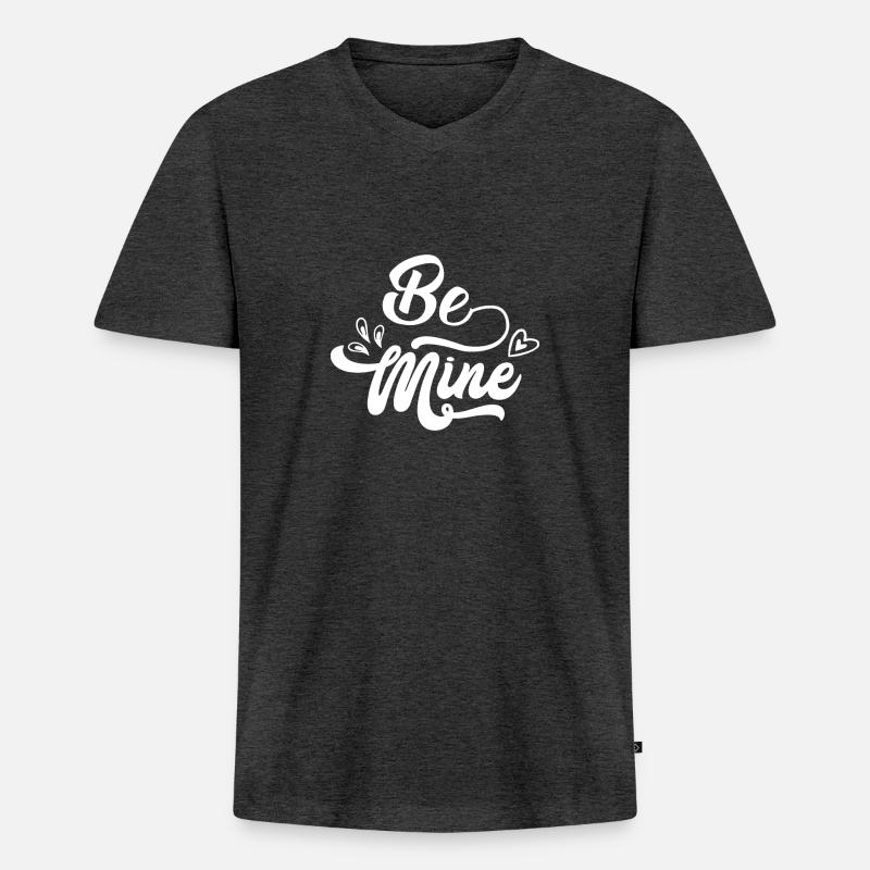Sei meins - Männer Premium Bio T-Shirt mit V-Ausschnitt - Anthrazit meliert