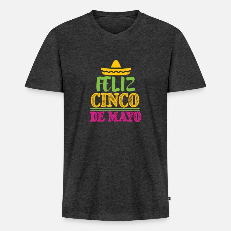 FELIZ CINCO DE MAYO 2 - Männer Premium Bio T-Shirt mit V-Ausschnitt - Anthrazit meliert