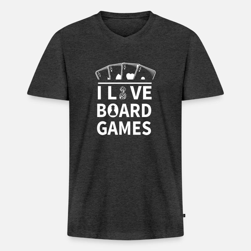 boardgame chess backgammon game night - Männer Premium Bio T-Shirt mit V-Ausschnitt - Anthrazit meliert