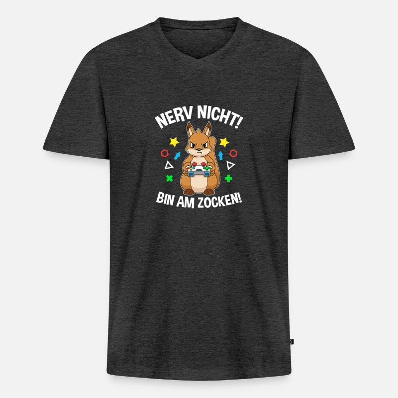 Controller Videospiel Zocker Gamer Computerspiel - Männer Premium Bio T-Shirt mit V-Ausschnitt - Anthrazit meliert