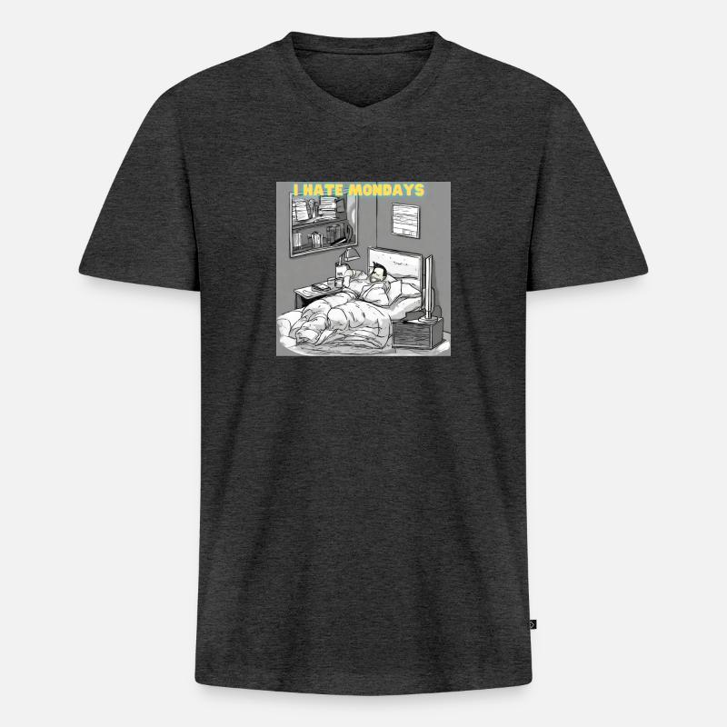 Morgenmuffel oder Langschläfer? - Männer Premium Bio T-Shirt mit V-Ausschnitt - Anthrazit meliert