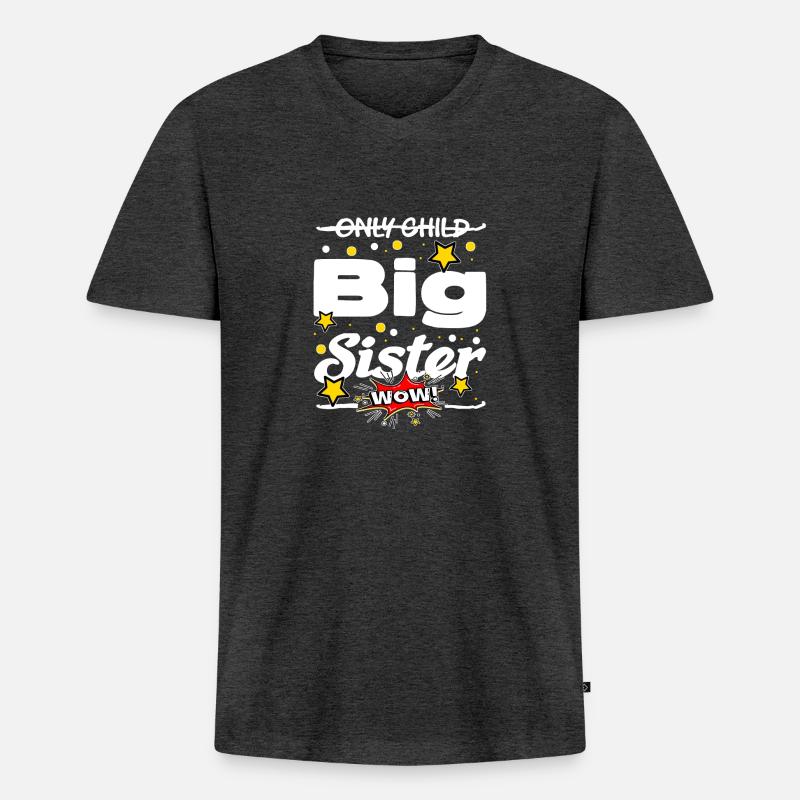 Einzelkind Spruch - Männer Premium Bio T-Shirt mit V-Ausschnitt - Anthrazit meliert