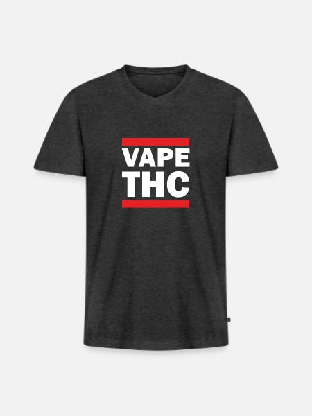 Vape THC White - Men's Premium Organic T-shirt with V-neck - heather anthracite