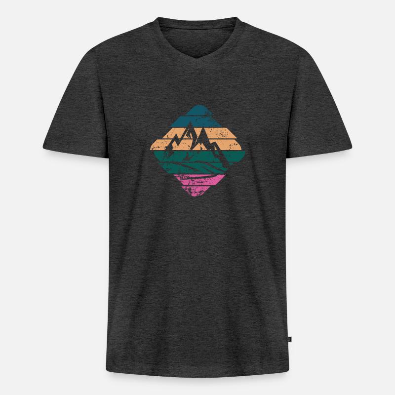 Berg - Männer Premium Bio T-Shirt mit V-Ausschnitt - Anthrazit meliert