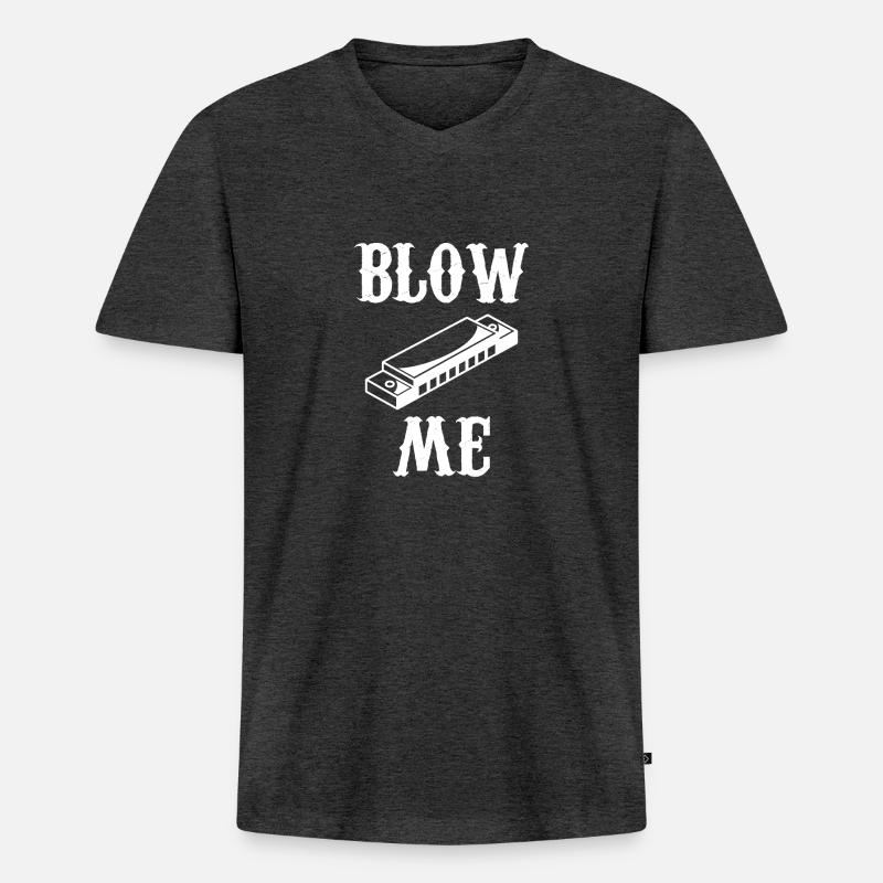 harmonica - harmonica player - harmonica - Men's Premium Organic T-shirt with V-neck - heather anthracite