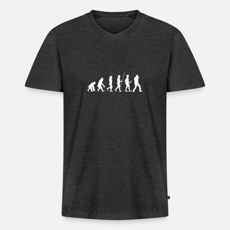 Harmonica - Harmonica Player - Evolution - Men's Premium Organic T-shirt with V-neck - heather anthracite