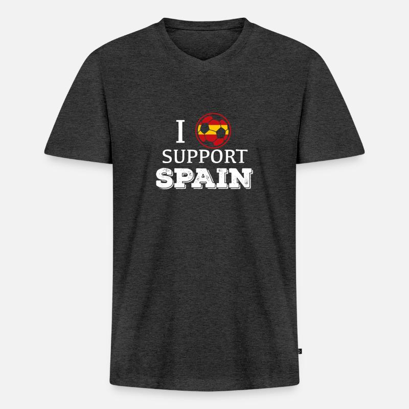 Fussball Spanien - Männer Premium Bio T-Shirt mit V-Ausschnitt - Anthrazit meliert