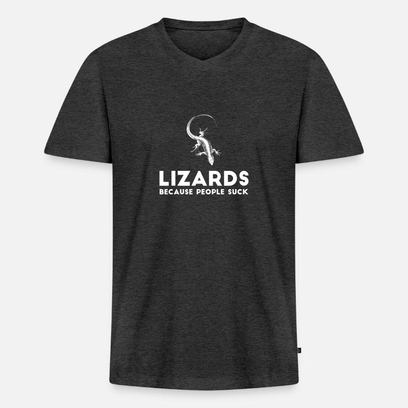 Echse - Echsen - Echsenbesitzer - Lustig - Männer Premium Bio T-Shirt mit V-Ausschnitt - Anthrazit meliert