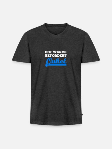ich werde befördert: Onkel | Geschenk - Männer Premium Bio T-Shirt mit V-Ausschnitt - Anthrazit meliert