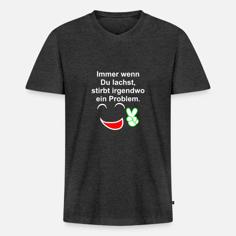 Immer wenn du lachst - Männer Premium Bio T-Shirt mit V-Ausschnitt - Anthrazit meliert
