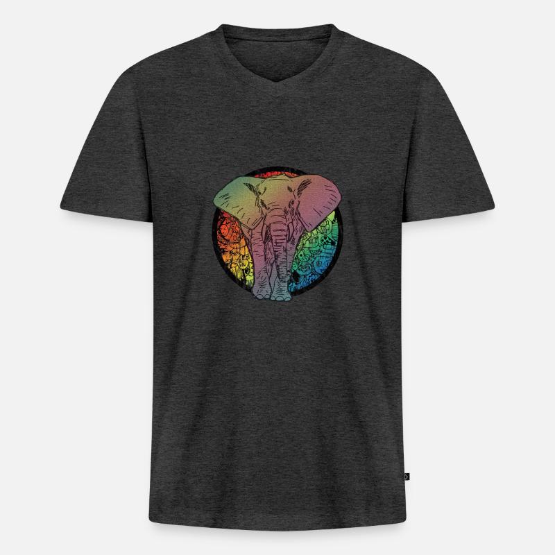 Elefant Comic - Männer Premium Bio T-Shirt mit V-Ausschnitt - Anthrazit meliert