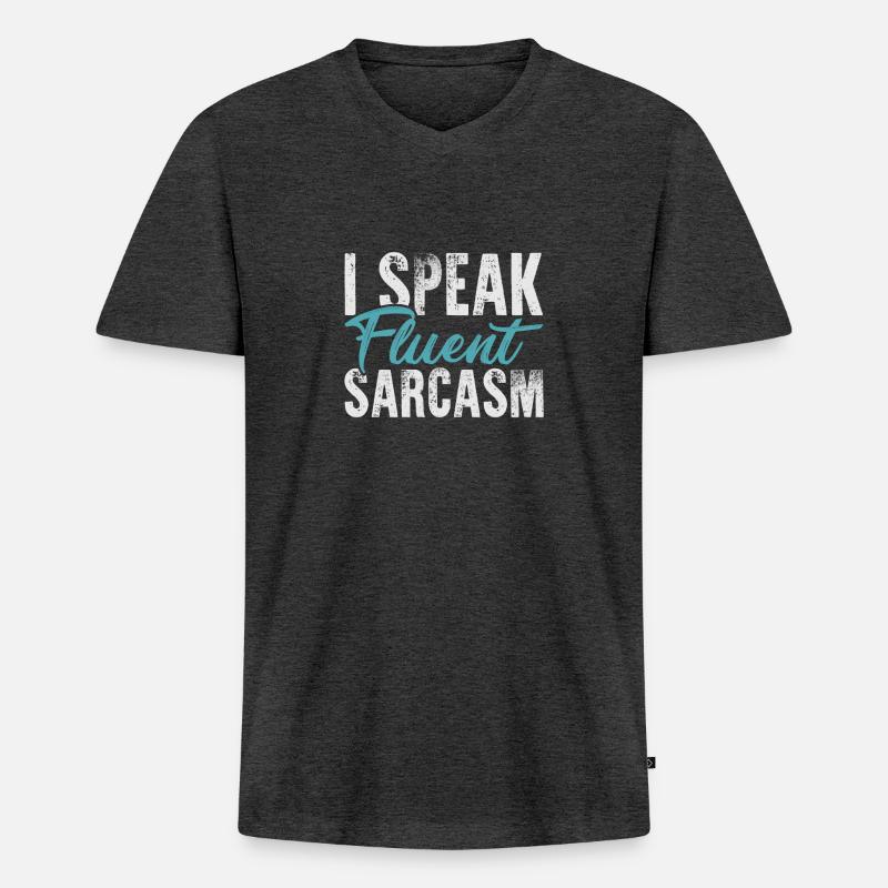 Sarkasmus - Männer Premium Bio T-Shirt mit V-Ausschnitt - Anthrazit meliert