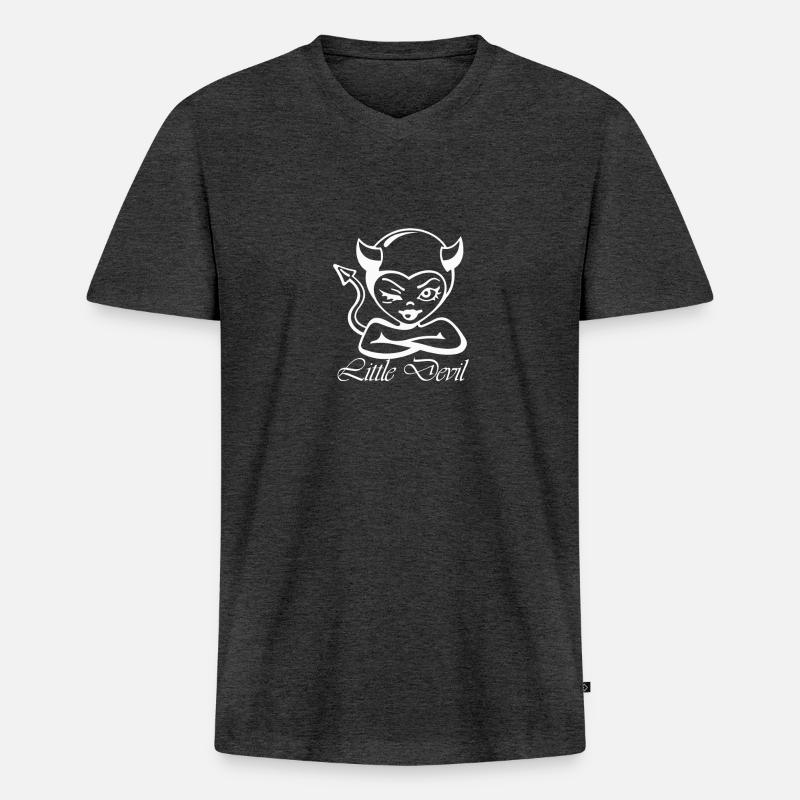 Little devil - Männer Premium Bio T-Shirt mit V-Ausschnitt - Anthrazit meliert