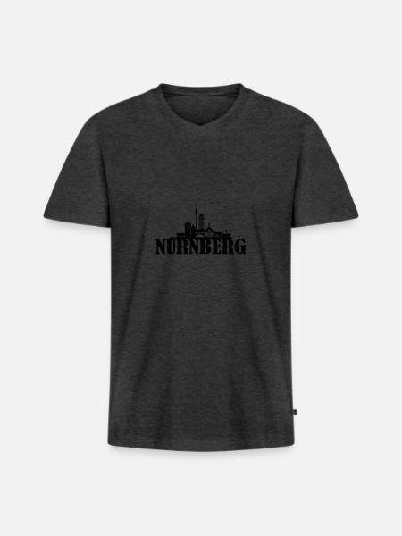 Nürnberg Skyline - Männer Premium Bio T-Shirt mit V-Ausschnitt - Anthrazit meliert
