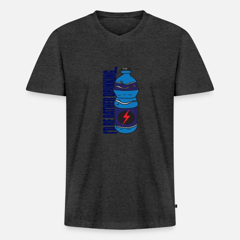 I'd be rather drinking...Energy Dring - Männer Premium Bio T-Shirt mit V-Ausschnitt - Anthrazit meliert
