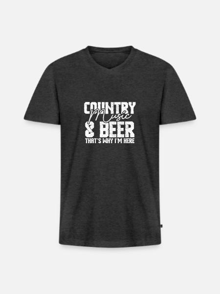 Country Musik und Bier - Männer Premium Bio T-Shirt mit V-Ausschnitt - Anthrazit meliert