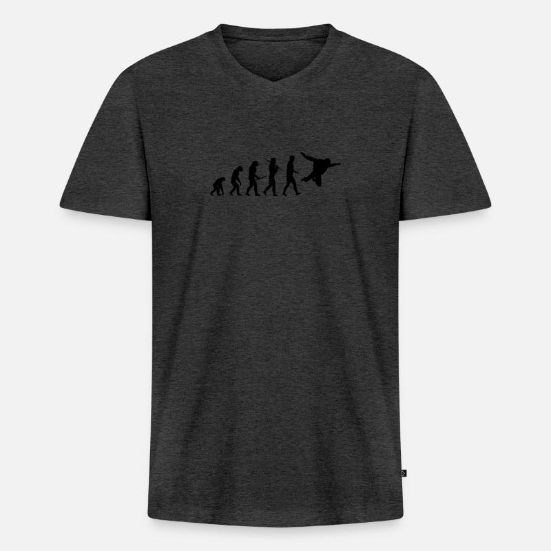 Human Evolution Parachuting Fallschirm Geschenk - Männer Premium Bio T-Shirt mit V-Ausschnitt - Anthrazit meliert