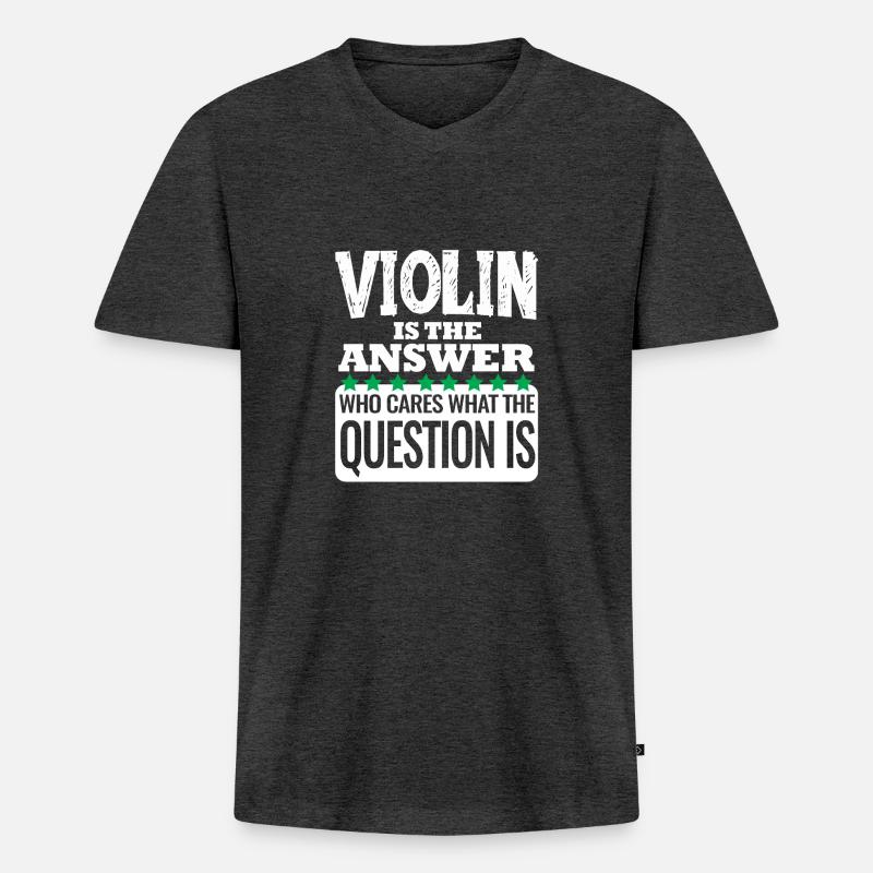 Violin is the answer - Männer Premium Bio T-Shirt mit V-Ausschnitt - Anthrazit meliert