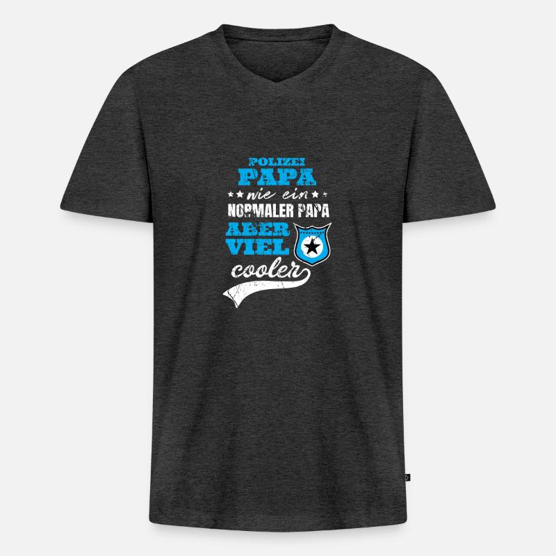 Polizei Papa Geschenk cool - Männer Premium Bio T-Shirt mit V-Ausschnitt - Anthrazit meliert