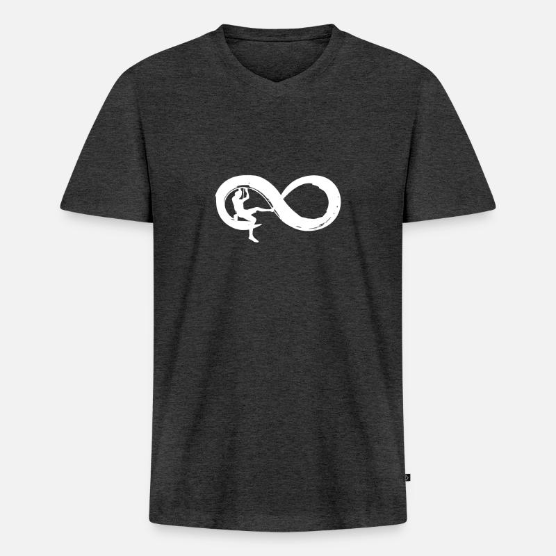 Klettern Infinity - Männer Premium Bio T-Shirt mit V-Ausschnitt - Anthrazit meliert