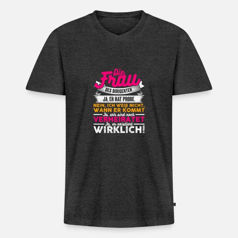 Die Frau Des Dirigenten - Männer Premium Bio T-Shirt mit V-Ausschnitt - Anthrazit meliert