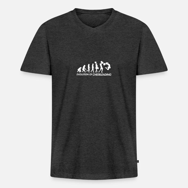 Evolution der Cheerleader, perfektes Geschenk - Männer Premium Bio T-Shirt mit V-Ausschnitt - Anthrazit meliert