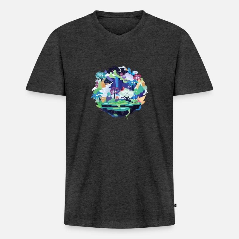 Amelie_1 - Männer Premium Bio T-Shirt mit V-Ausschnitt - Anthrazit meliert
