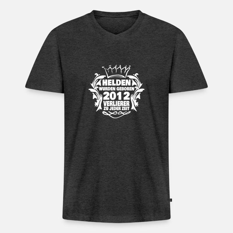 Helden 2012 - Männer Premium Bio T-Shirt mit V-Ausschnitt - Anthrazit meliert