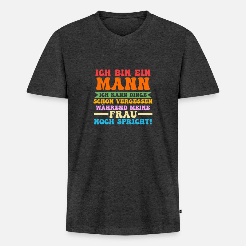 Ich Bin Ein Mann - Männer Premium Bio T-Shirt mit V-Ausschnitt - Anthrazit meliert