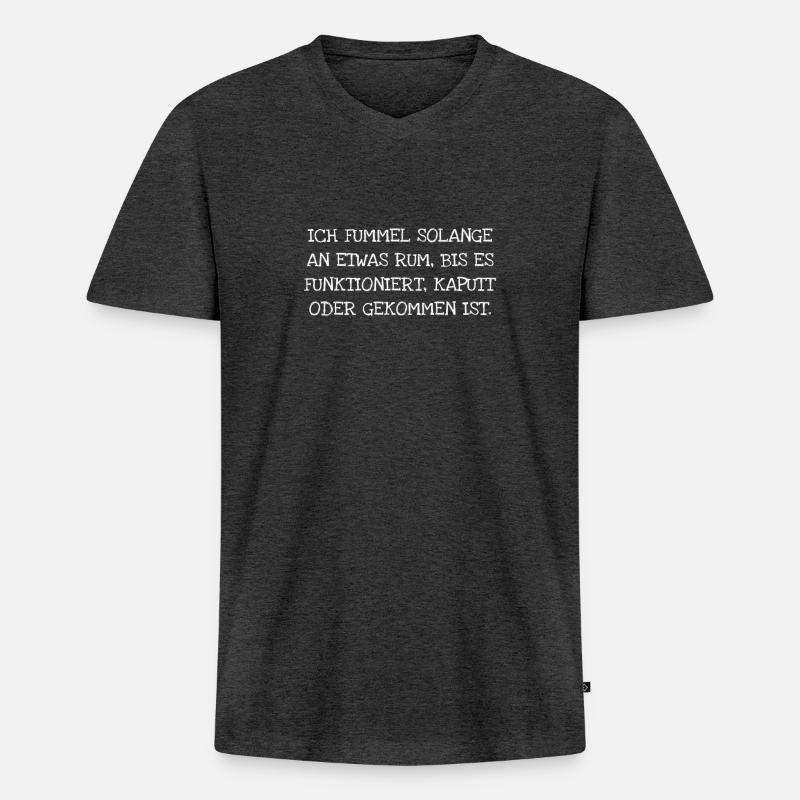FUMMEL HANDWERKER - Männer Premium Bio T-Shirt mit V-Ausschnitt - Anthrazit meliert