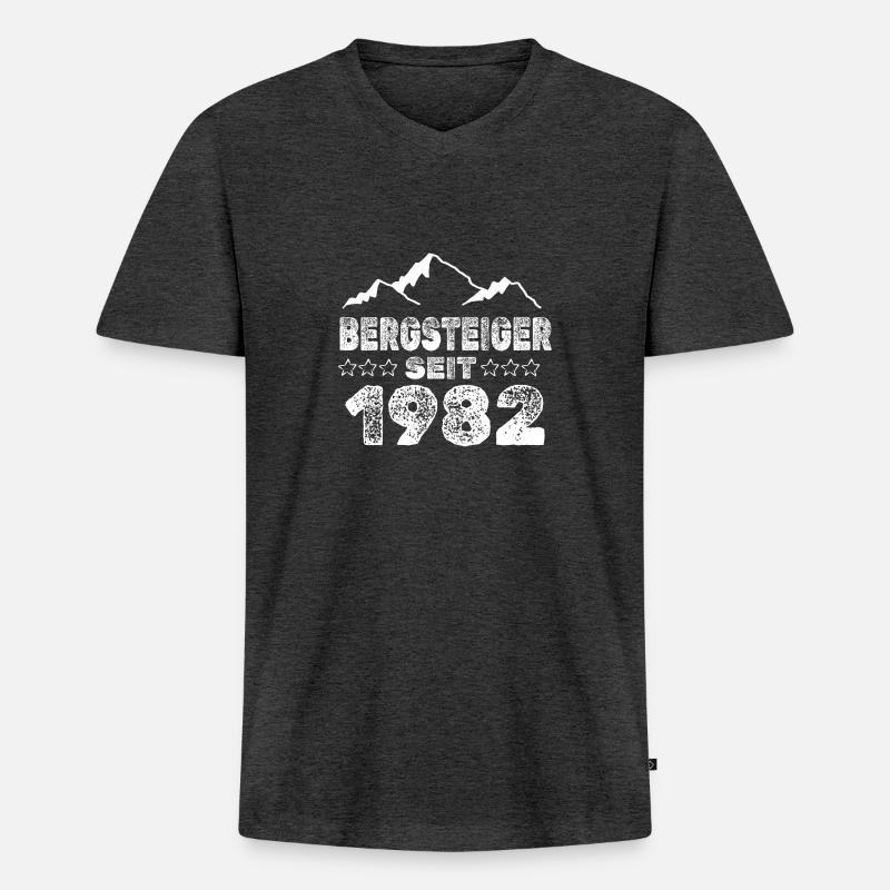 1982 - Männer Premium Bio T-Shirt mit V-Ausschnitt - Anthrazit meliert