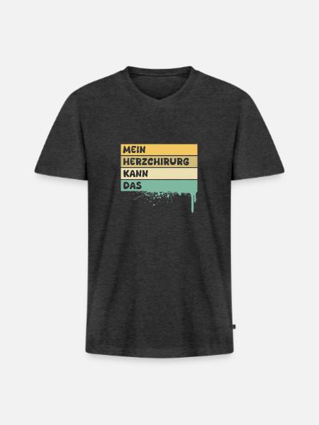 Heart surgeon - Men's Premium Organic T-shirt with V-neck - heather anthracite