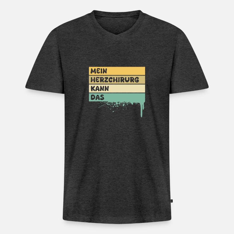 Herzchirurg - Männer Premium Bio T-Shirt mit V-Ausschnitt - Anthrazit meliert