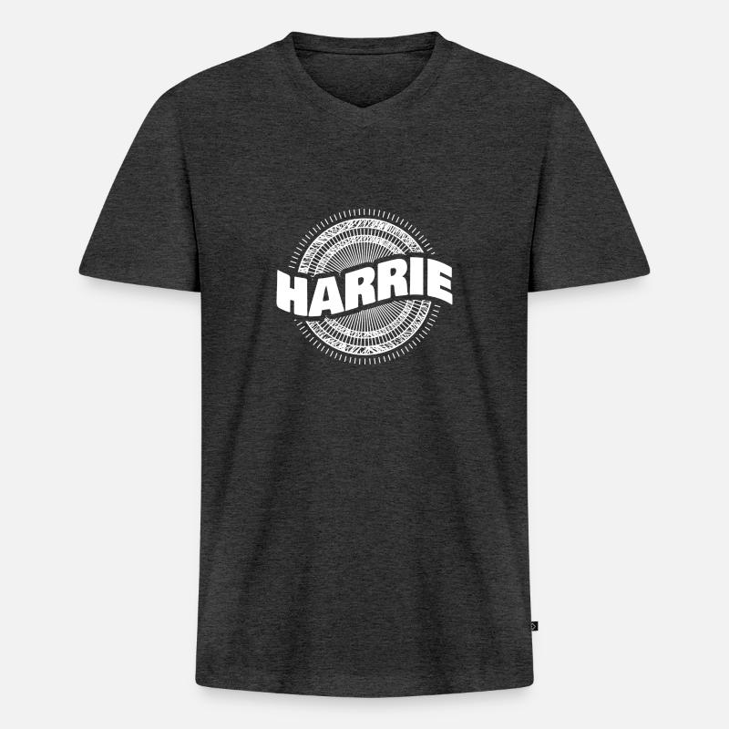 Geschenkidee Harrie - Männer Premium Bio T-Shirt mit V-Ausschnitt - Anthrazit meliert