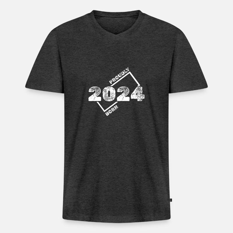 Geschenkidee 2024 - Männer Premium Bio T-Shirt mit V-Ausschnitt - Anthrazit meliert