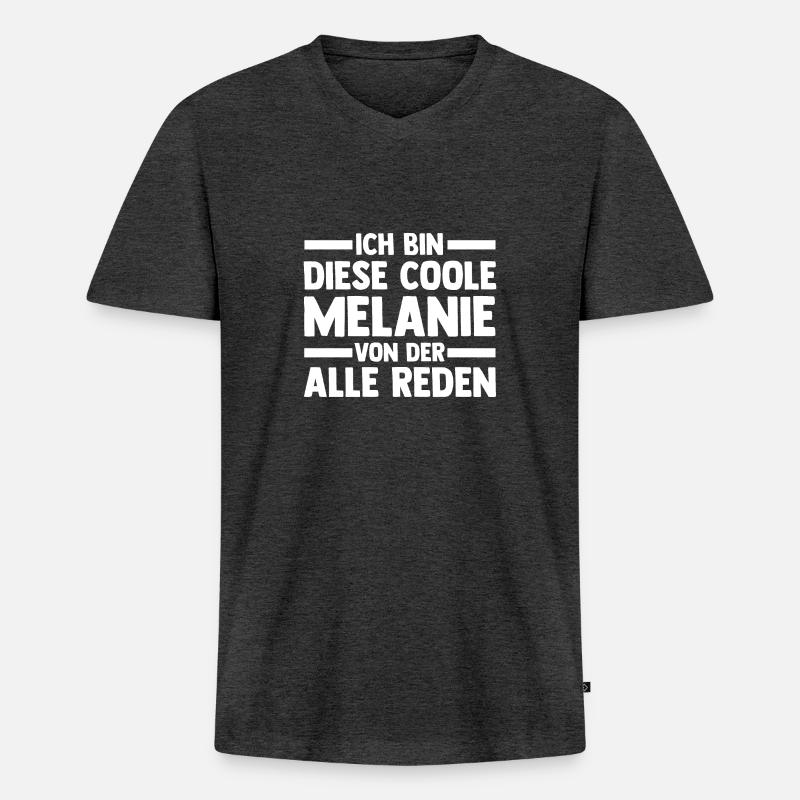 Melanie - Männer Premium Bio T-Shirt mit V-Ausschnitt - Anthrazit meliert