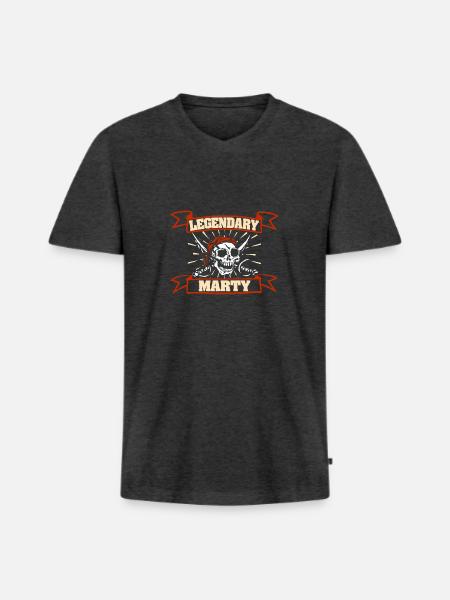 Gift for Marty - Men's Premium Organic T-shirt with V-neck - heather anthracite