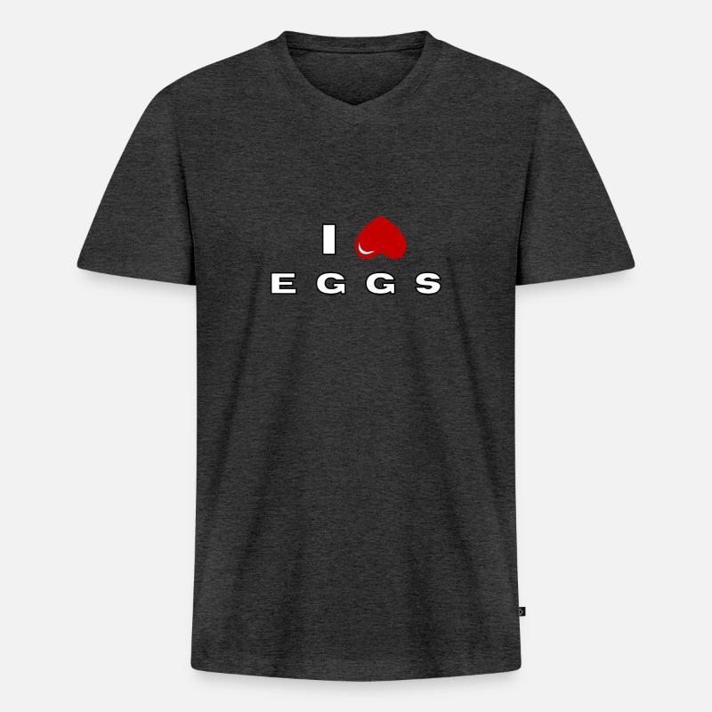 Ich hasse Eier - Männer Premium Bio T-Shirt mit V-Ausschnitt - Anthrazit meliert