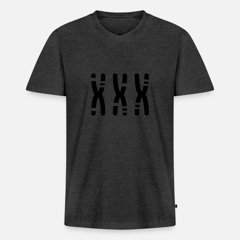 Chromosomen - Männer Premium Bio T-Shirt mit V-Ausschnitt - Anthrazit meliert