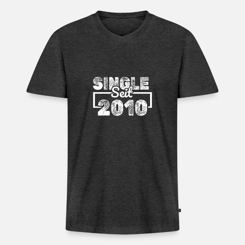 Single 2010 - Männer Premium Bio T-Shirt mit V-Ausschnitt - Anthrazit meliert